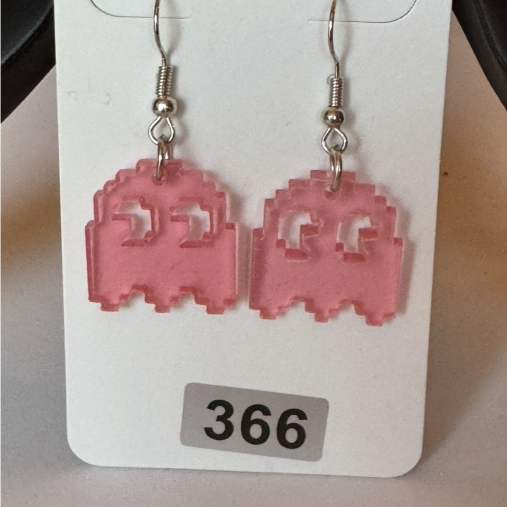 Pink Pac-Man Earrings